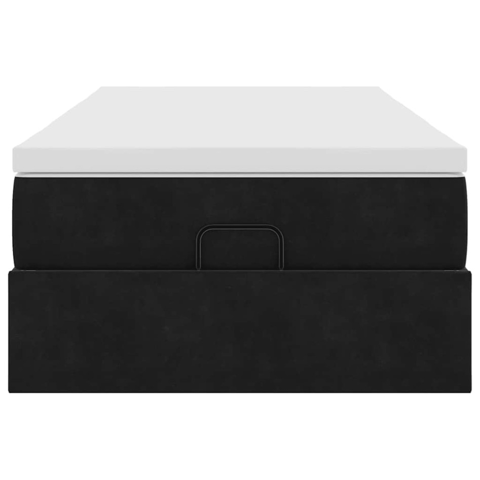 Estructura de cama otomana colchón terciopelo negro