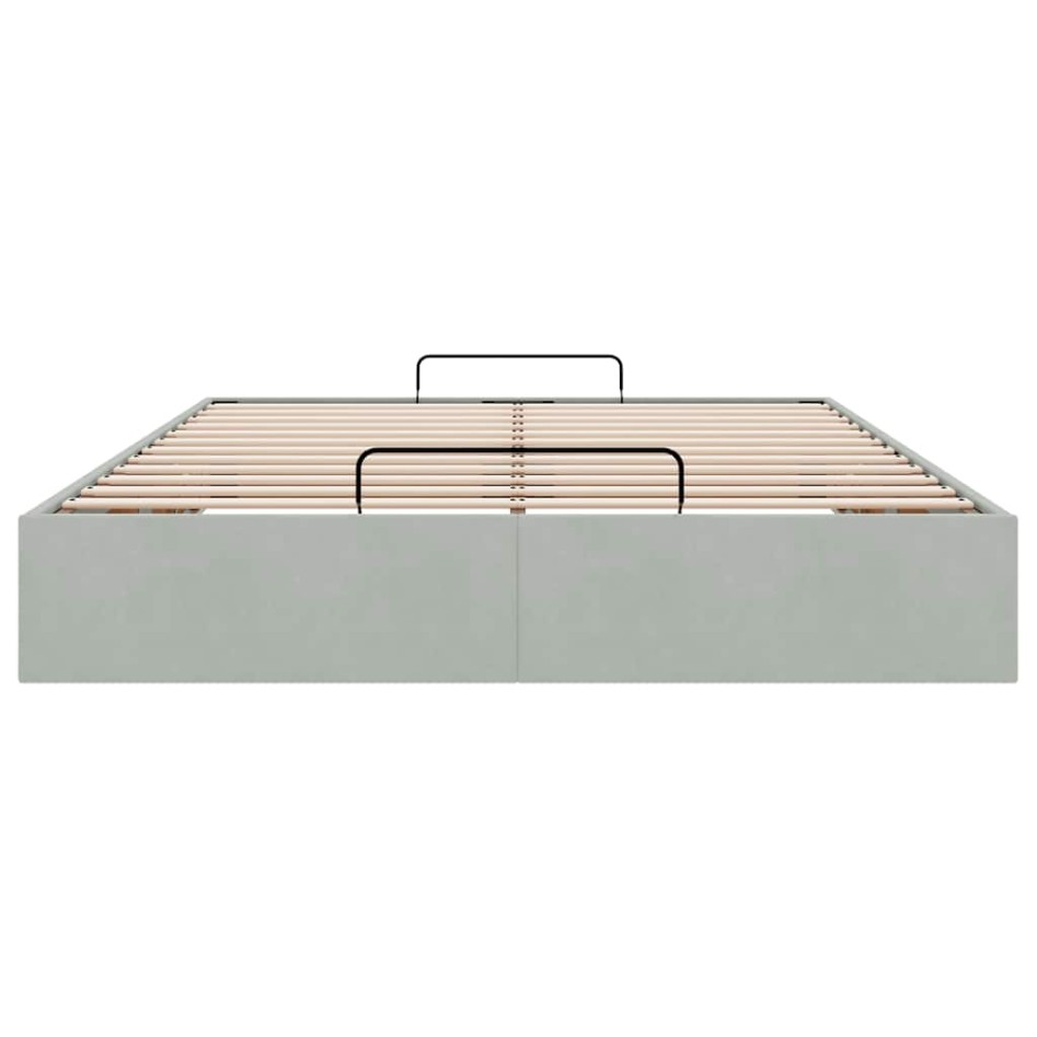 Estructura de cama otomana sin colchón terciopelo gris