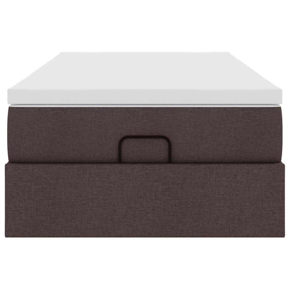 Estructura cama otomana colchón tela marrón oscuro