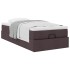 Estructura cama otomana colchón tela marrón oscuro 90x190