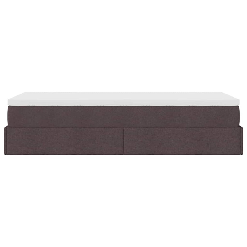 Estructura cama otomana colchón tela marrón oscuro 90x190