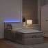 Cama otomana con colchón y luces LED tela gris taupé 90x200