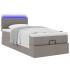 Cama otomana con colchón y luces LED tela gris taupé 90x200