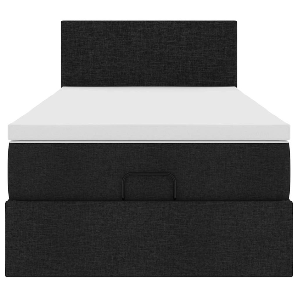 Cama otomana con colchón tela negra 100x200