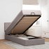 Cama otomana con colchón y luces LED tela gris taupé 90x200