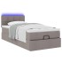 Cama otomana con colchón y luces LED tela gris taupé 90x200