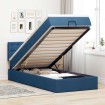 Cama otomana con colchón y luces LED azul 90x200 cm Tela