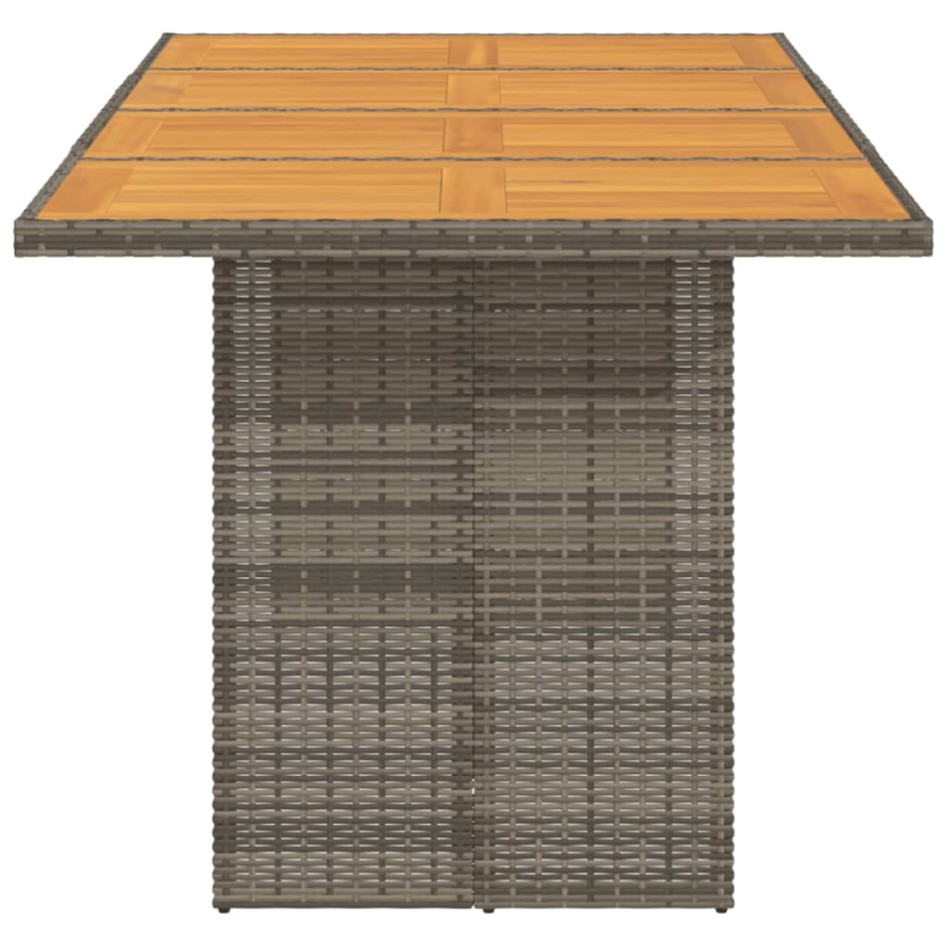 Mesa de jardín superficie de madera ratán PE gris 190x80x74