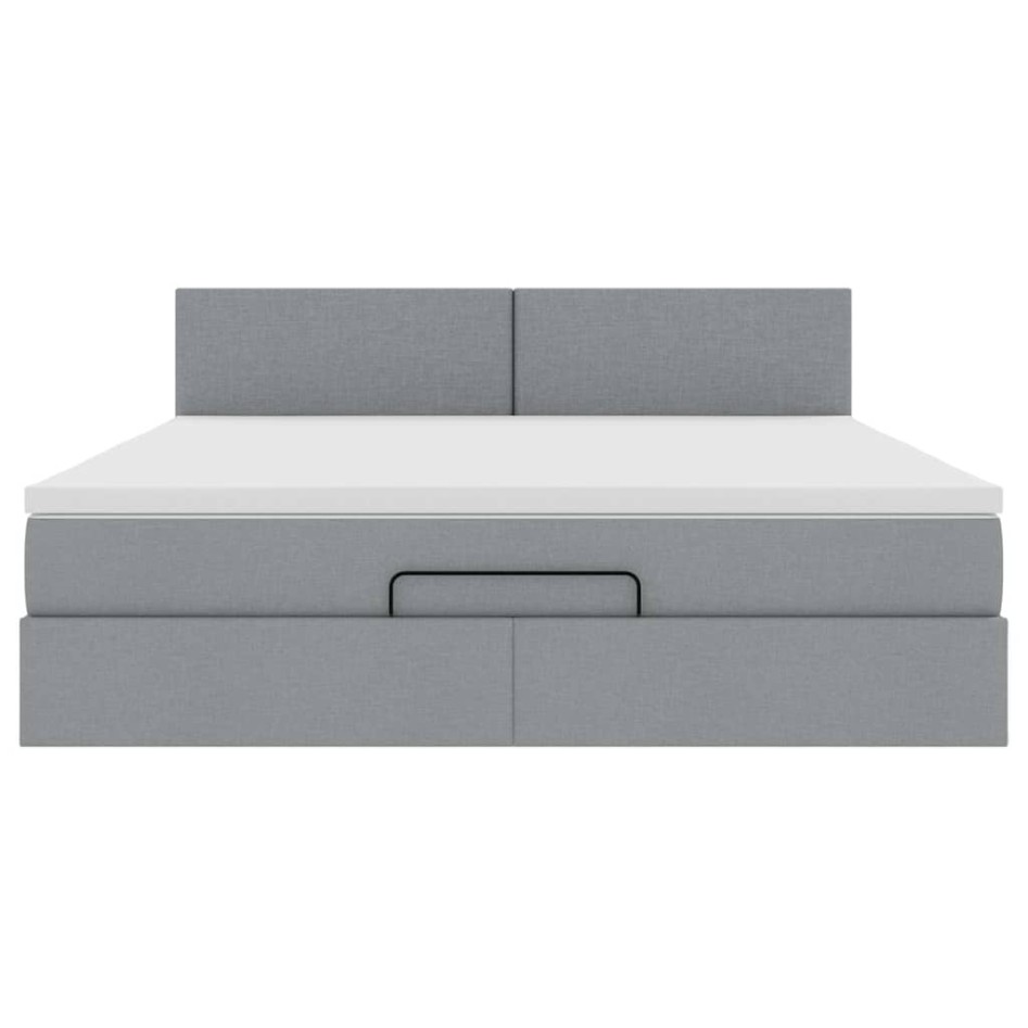 Cama otomana con colchón gris claro 160x200 cm