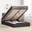 Cama otomana con colchón marrón oscuro 120x200 cm tela