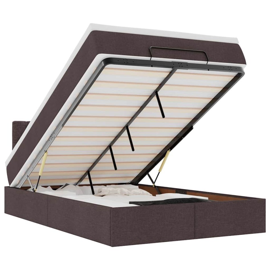 Cama otomana con colchón marrón oscuro 120x200 cm