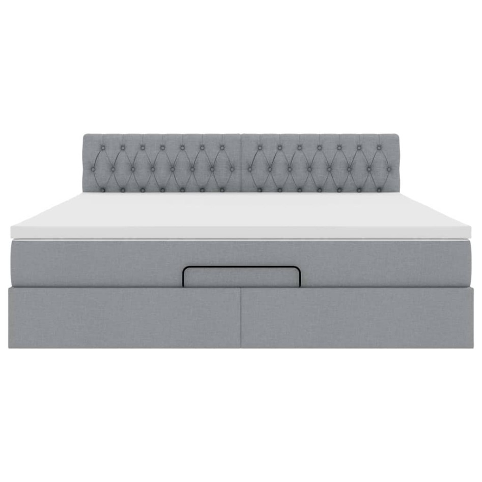 Cama otomana con colchón gris claro 160x200 cm
