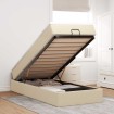 Estructura de cama otomana con colchón tela crema 90x200cm