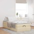 Estructura de cama otomana con colchón tela crema