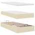 Estructura de cama otomana con colchón tela crema