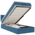 Cama otomana con colchón y LED terciopelo azul oscuro 80x200