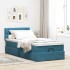 Cama otomana con colchón y LED terciopelo azul oscuro 80x200