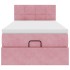 Estructura de cama otomana colchón terciopelo rosa