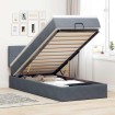 Estructura cama otomana colchón terciopelo gris oscuro 90x190cm