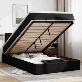 Estructura cama otomana colchón cuero sintético negro