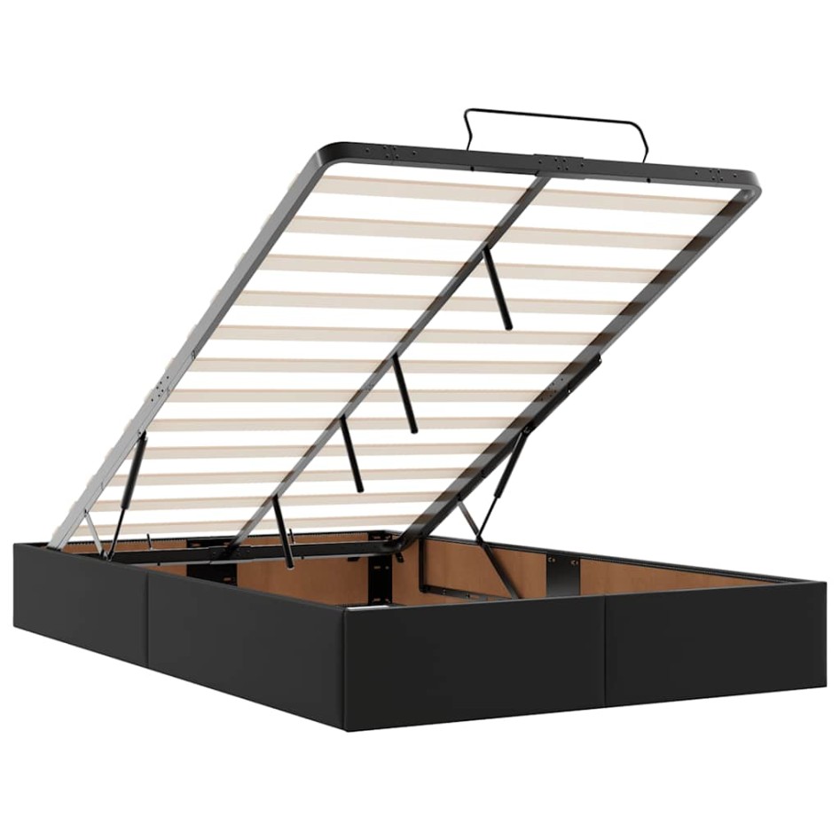Estructura cama otomana colchón cuero sintético negro