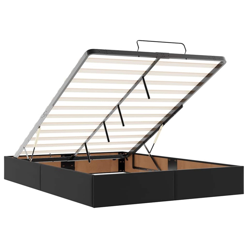 Estructura cama otomana colchón cuero sintético negro