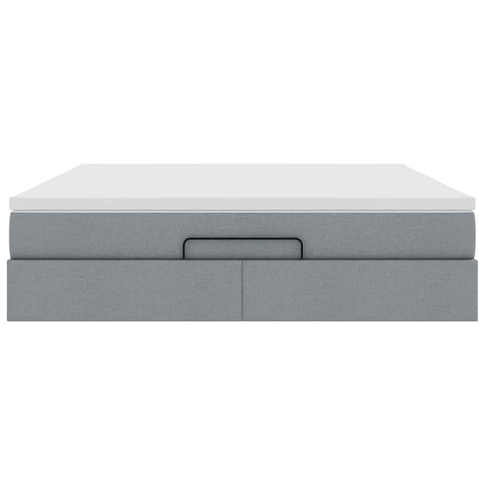 Estructura de cama otomana colchón tela gris claro