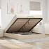 Estructura de cama otomana con colchón tela crema