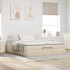 Estructura de cama otomana con colchón tela crema