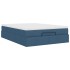Estructura de cama otomana colchón tela azul pardo
