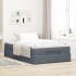 Estructura cama otomana colchón terciopelo gris