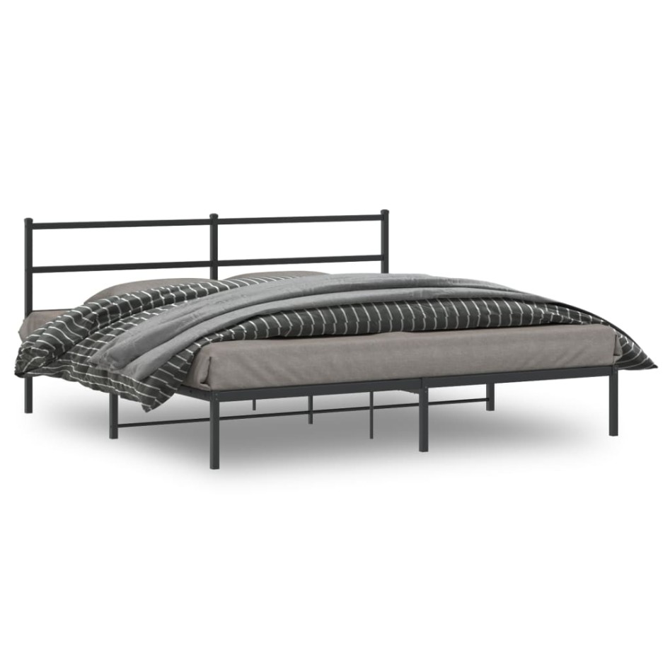 Estructura de cama con cabecero metal negro 193x203