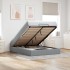 Estructura cama otomana con colchón tela gris claro 140x190