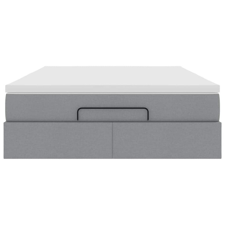 Estructura cama otomana con colchón tela gris claro 140x190