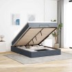 Estructura cama otomana colchón terciopelo gris oscuro