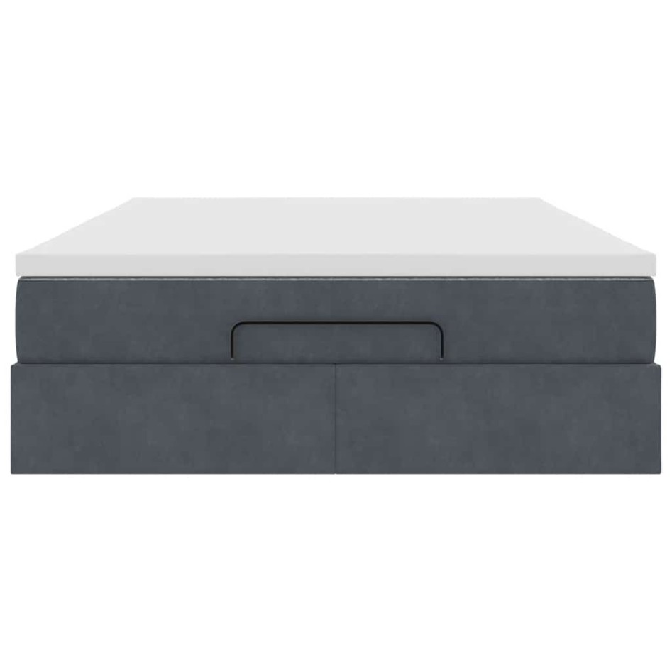Estructura cama otomana colchón terciopelo gris