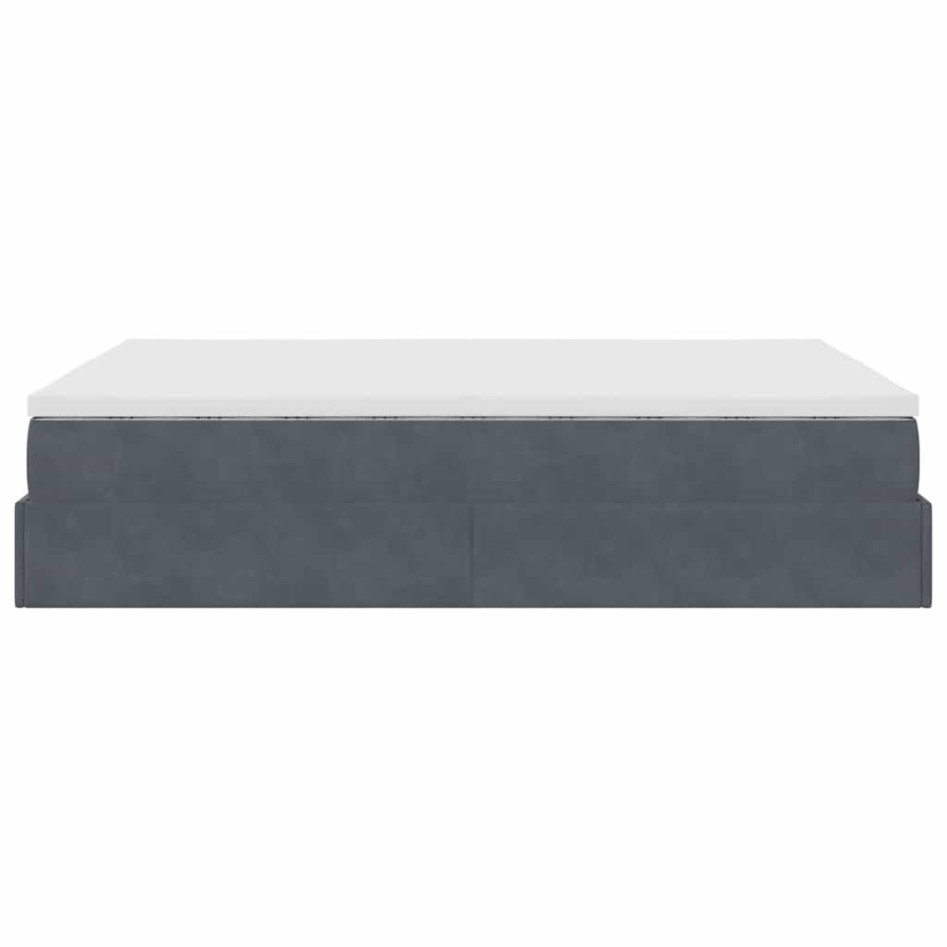 Estructura cama otomana colchón terciopelo gris