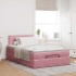Estructura de cama otomana colchón terciopelo rosa