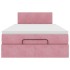 Estructura de cama otomana colchón terciopelo rosa