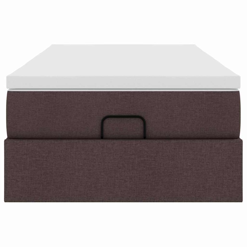 Estructura de cama otomana colchón tela marrón oscuro