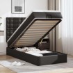 Estructura cama otomana colchón cuero sintético negra 90x190 cm