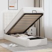 Estructura cama otomana colchón cuero sintético blanco 90x200cm