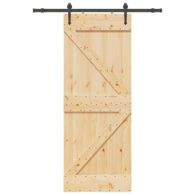 Puerta corredera con herrajes madera maciza de pino 80x210