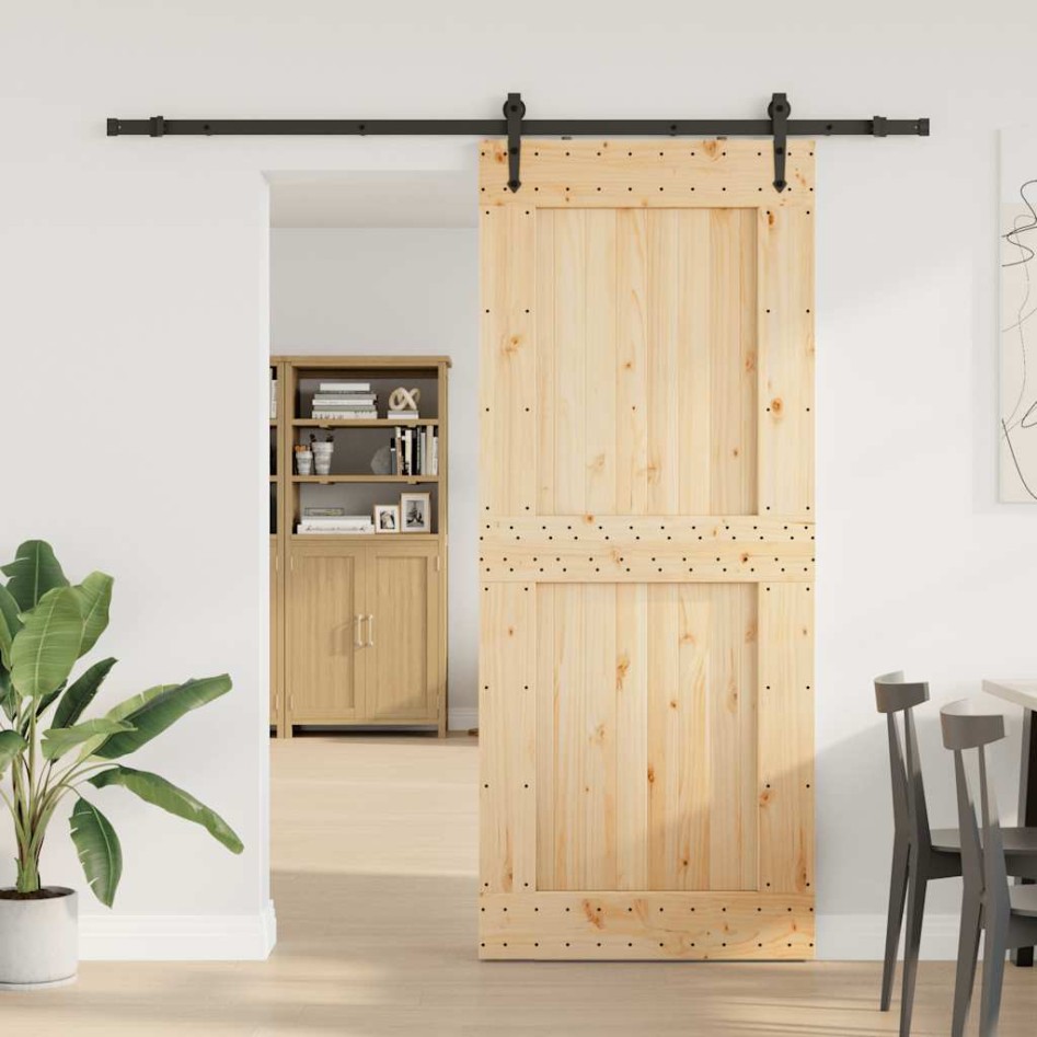 Puerta corredera con herrajes madera maciza de pino 95x210