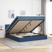 Estructura de cama otomana con colchón tela azul 160x200 cm