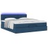 Estructura de cama otomana con colchón tela azul 160x200