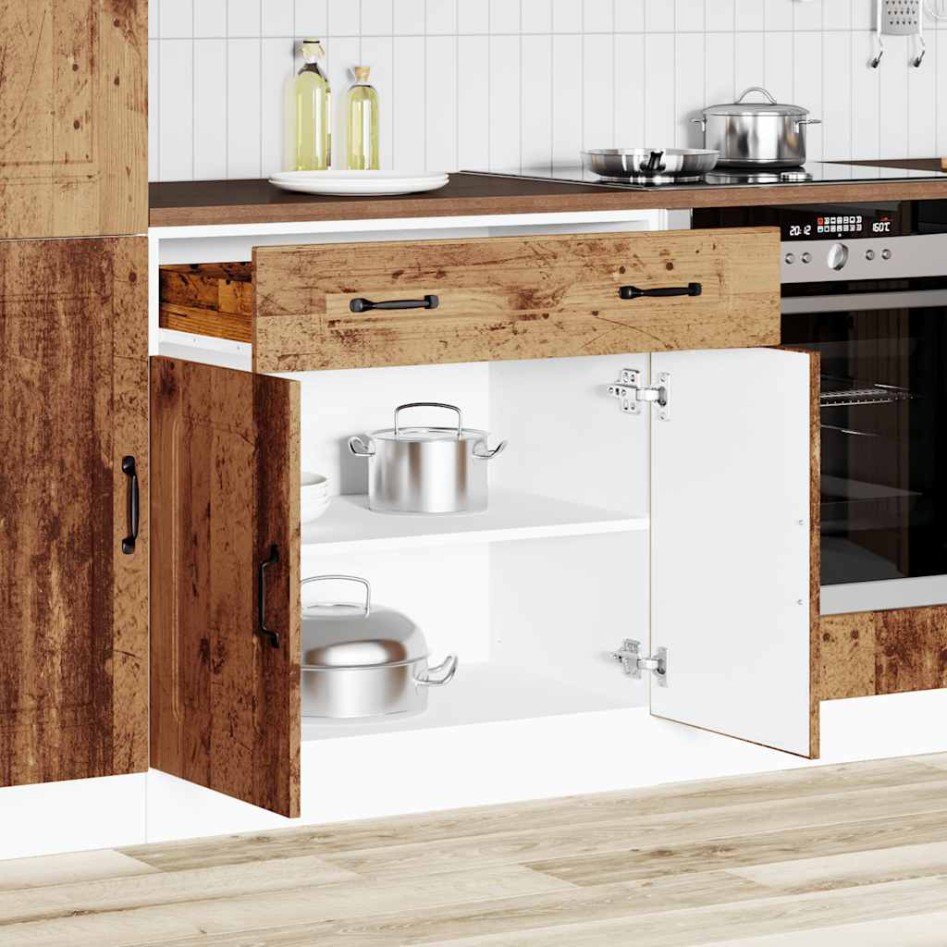 Mueble bajo de cocina Kalmar de madera antigua de
