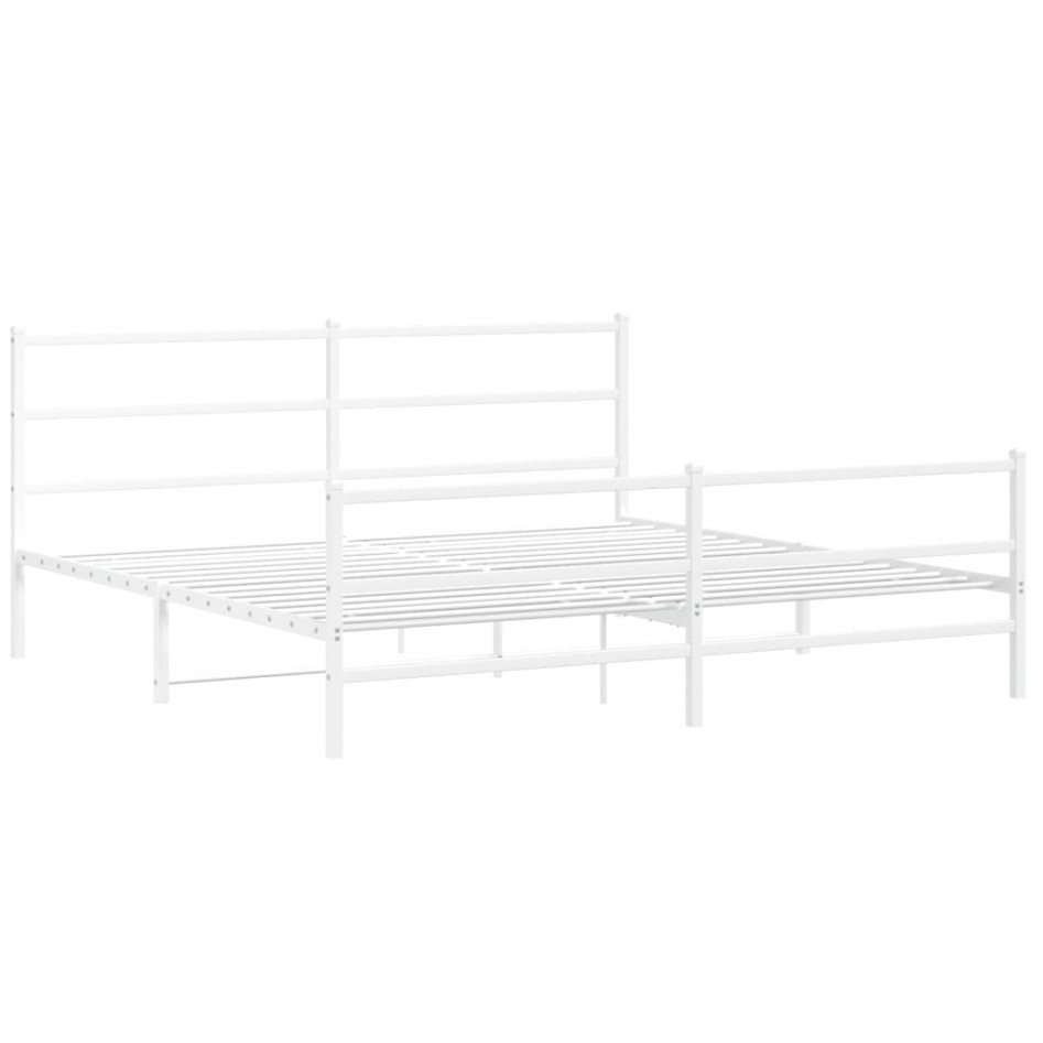 Estructura cama metal con cabecero y estribo blanco 183x213