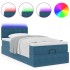 Estructura de cama otomana colchón terciopelo azul