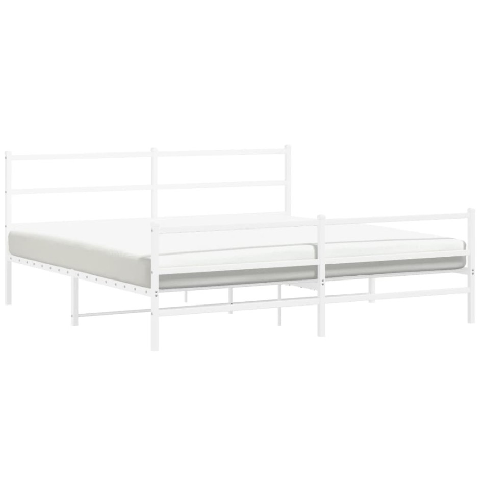 Estructura cama metal con cabecero y estribo blanco 183x213